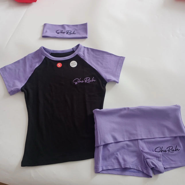 $heRich Foldover Shorts Set (2 Tone)