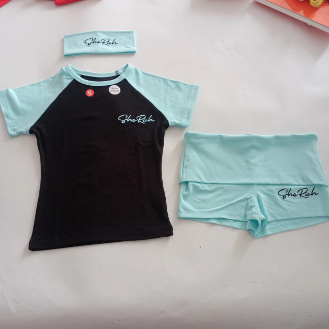 $heRich Foldover Shorts Set (2 Tone)